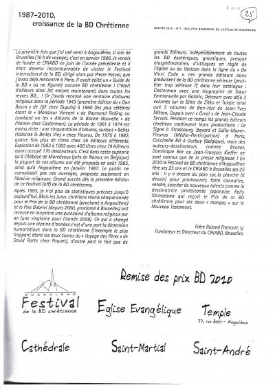 Bulletin bimensuel de l'actualite diocésaine nr1 01-01-2010